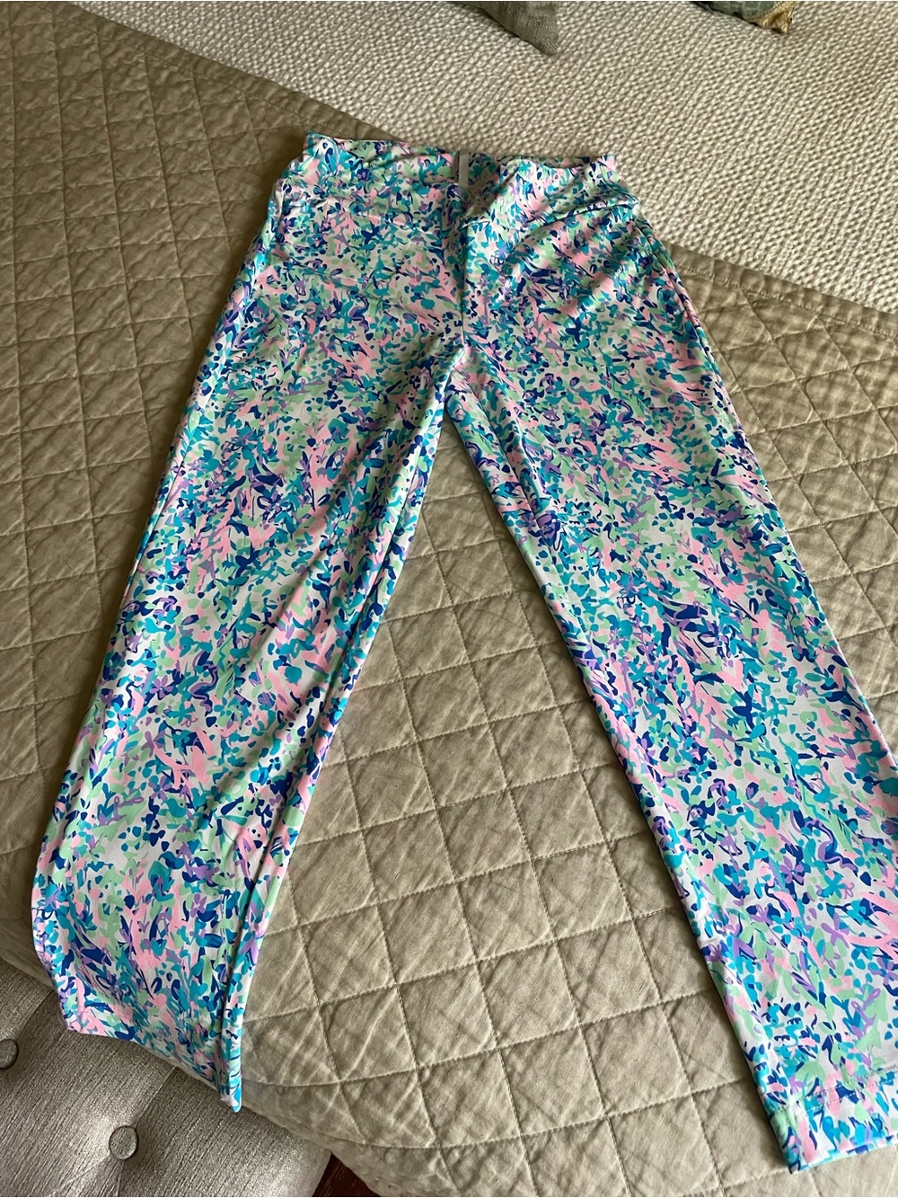 Lulu-B Pastel Abstract Floral Leggings - Pink, Blue & Mint